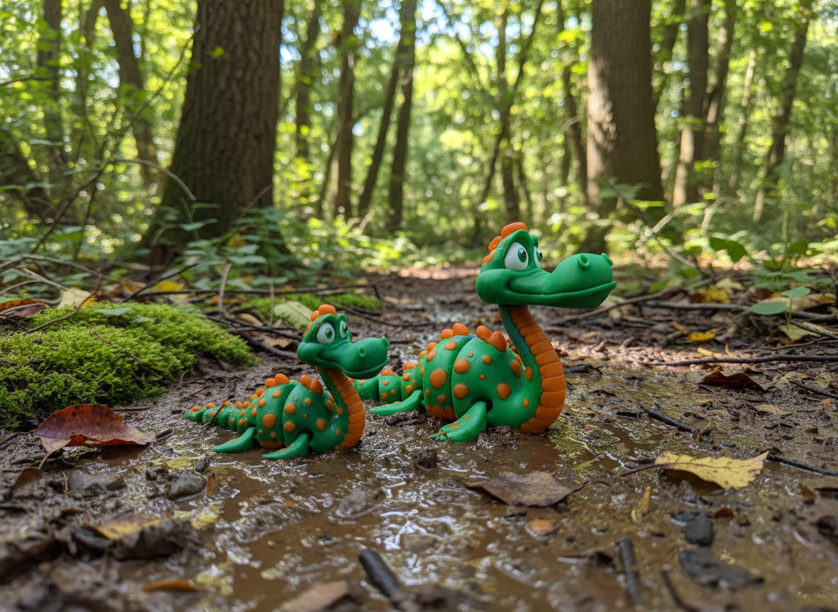 Flexi Nessie - Green w/orange spots