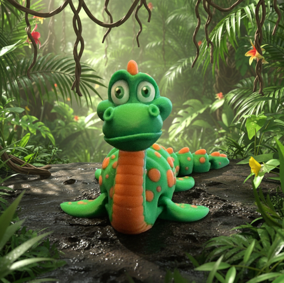 Flexi Nessie - Green w/orange spots