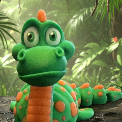 Flexi Nessie - Green w/orange spots